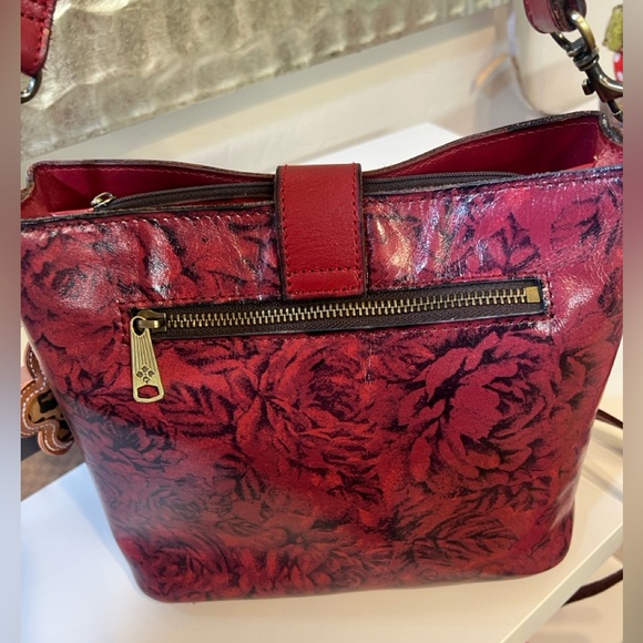 🌹 PATRICIA NASH leather burgundy roses flap buckle Crossbody shoulder bag - Picture 10 of 15